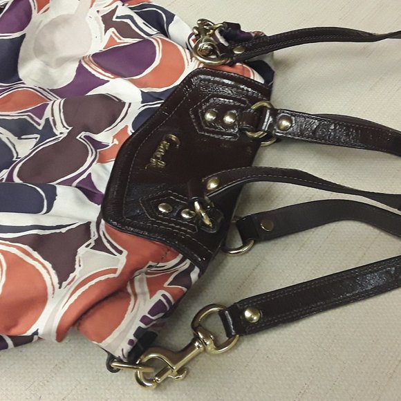 Coach Vintage Brown C's Purple Scarf Ashley Purse Bag Satchel - Picture 1 of 1
